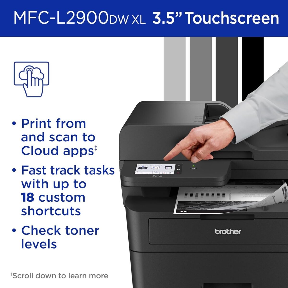 1750707443 brother mfc l2900dw xl wireless compact monochrome all in one laser printer with duplex copy scan fax black white up to 4200 pages of toner included1 amazon dash replenishment ready.jpg