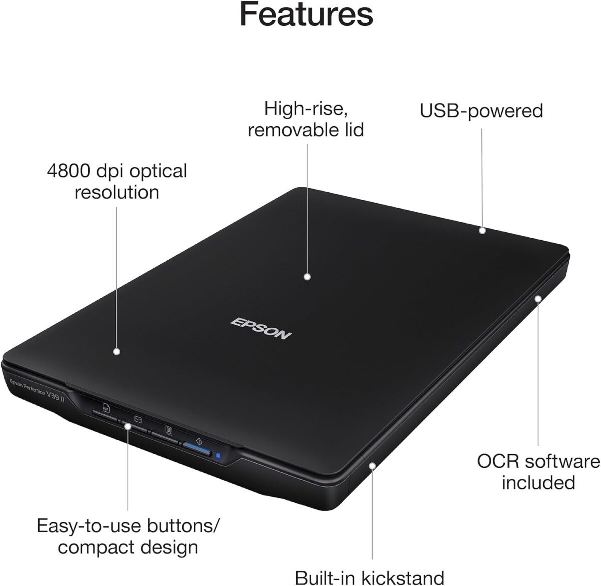 1750707525 epson perfection v39 ii color photo and document flatbed scanner 4800 dpi optical resolution high rise removable lid scan to cloud usb power image scanning black.jpg