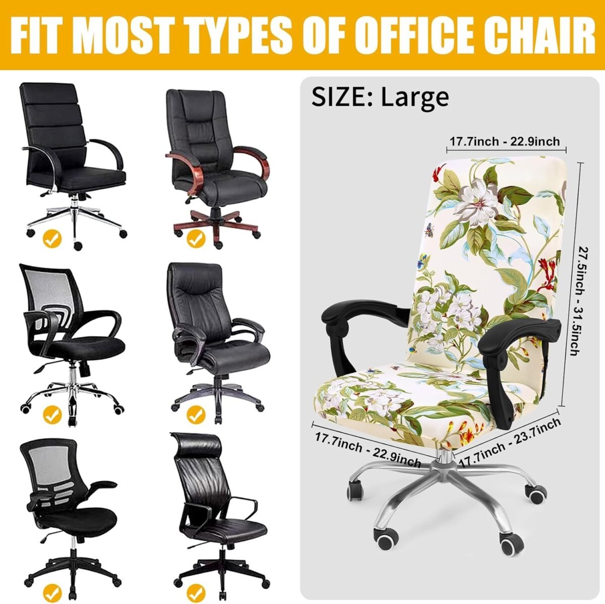 1750733809 smiry stretch printed office computer chair covers universal desk rotating chair slipcovers removable washable soft fit anti dust spandex protector cover with zipper beige and green.jpg