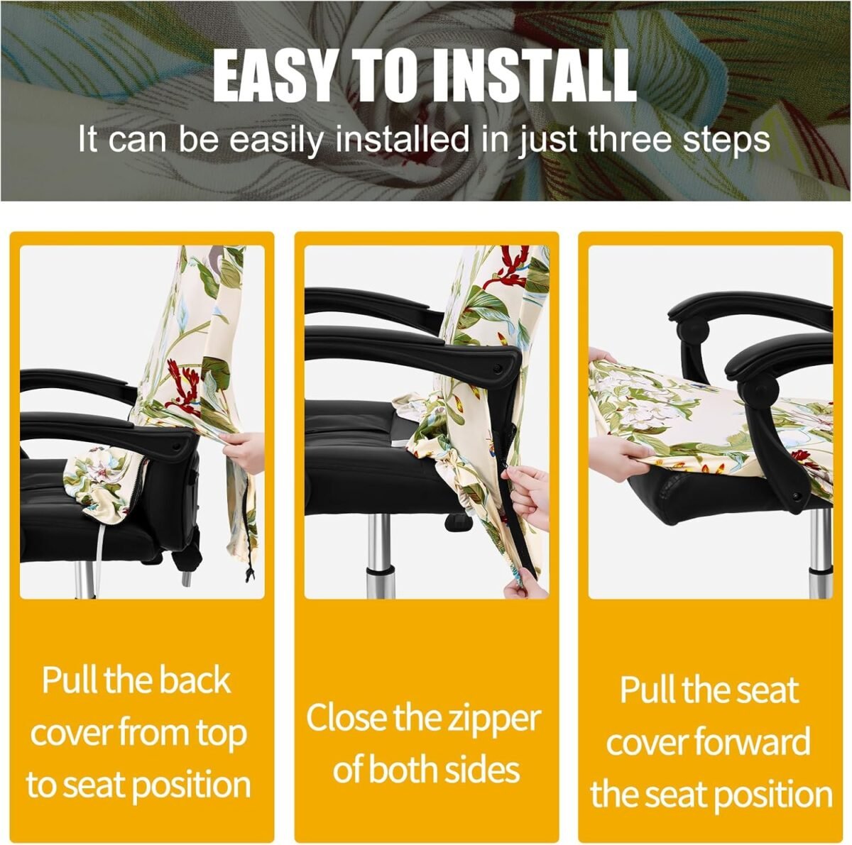 1750733811 smiry stretch printed office computer chair covers universal desk rotating chair slipcovers removable washable soft fit anti dust spandex protector cover with zipper beige and green.jpg