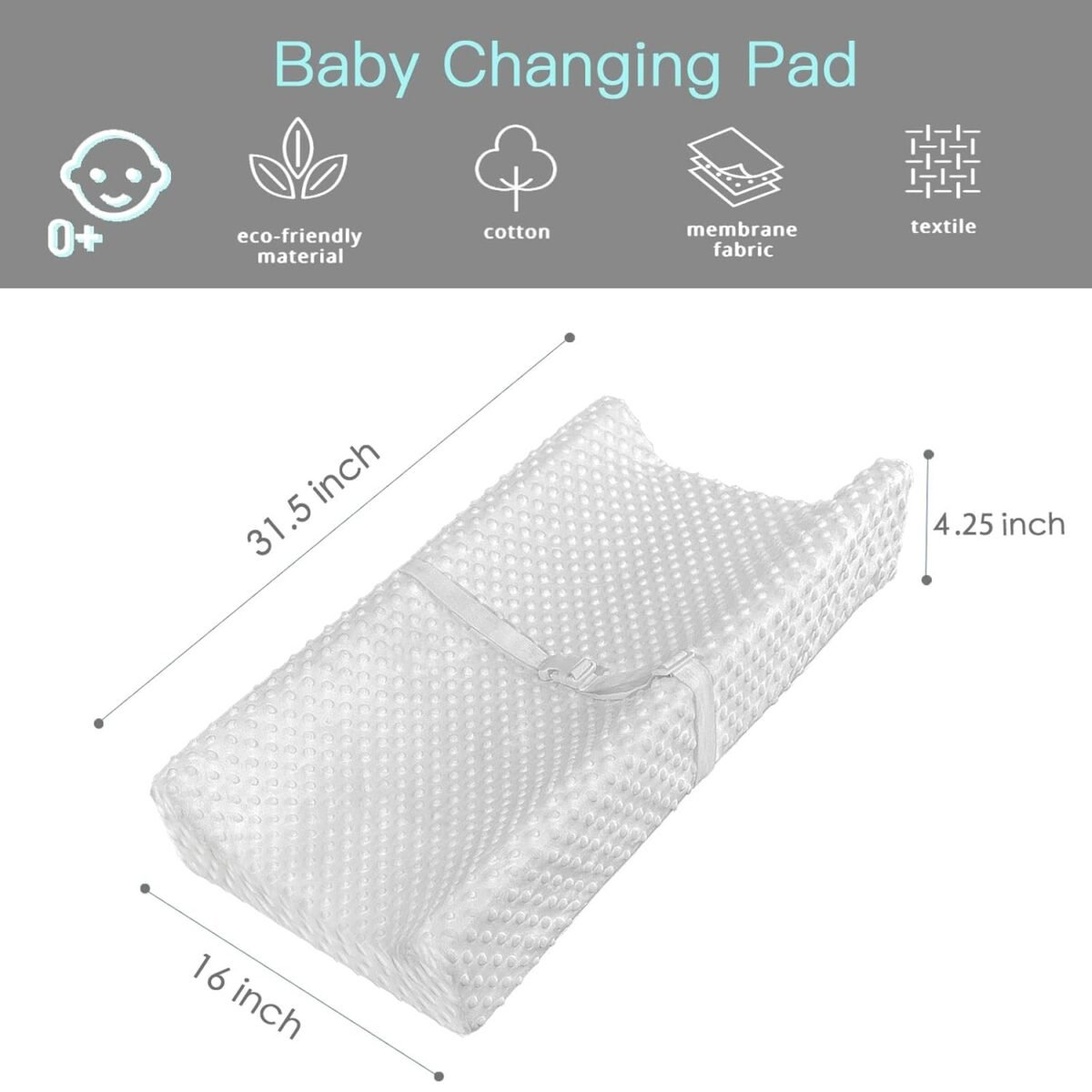 1750755113 yening baby diaper changing pad for dresser top with cover waterproof lining foam contoured changing table pads topper 31 x 16 grey.jpg
