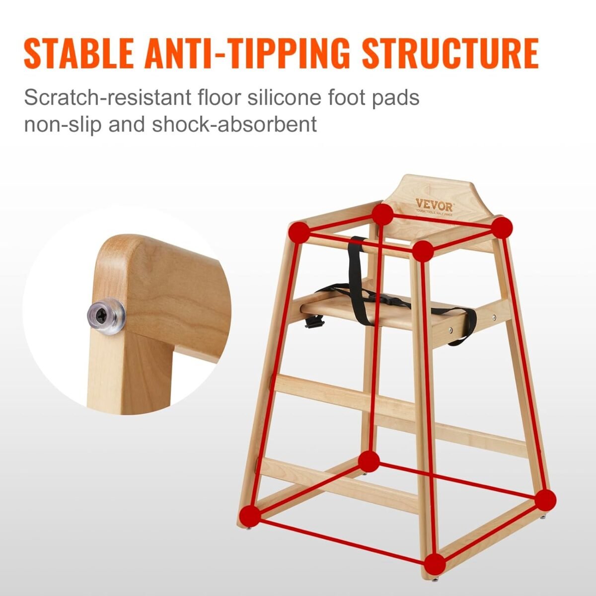 1750755430 vevor wooden high chair for babies toddlers double solid wood feeding chair eat grow portable high chair easy to clean baby booster seat compact toddler chair natural.jpg