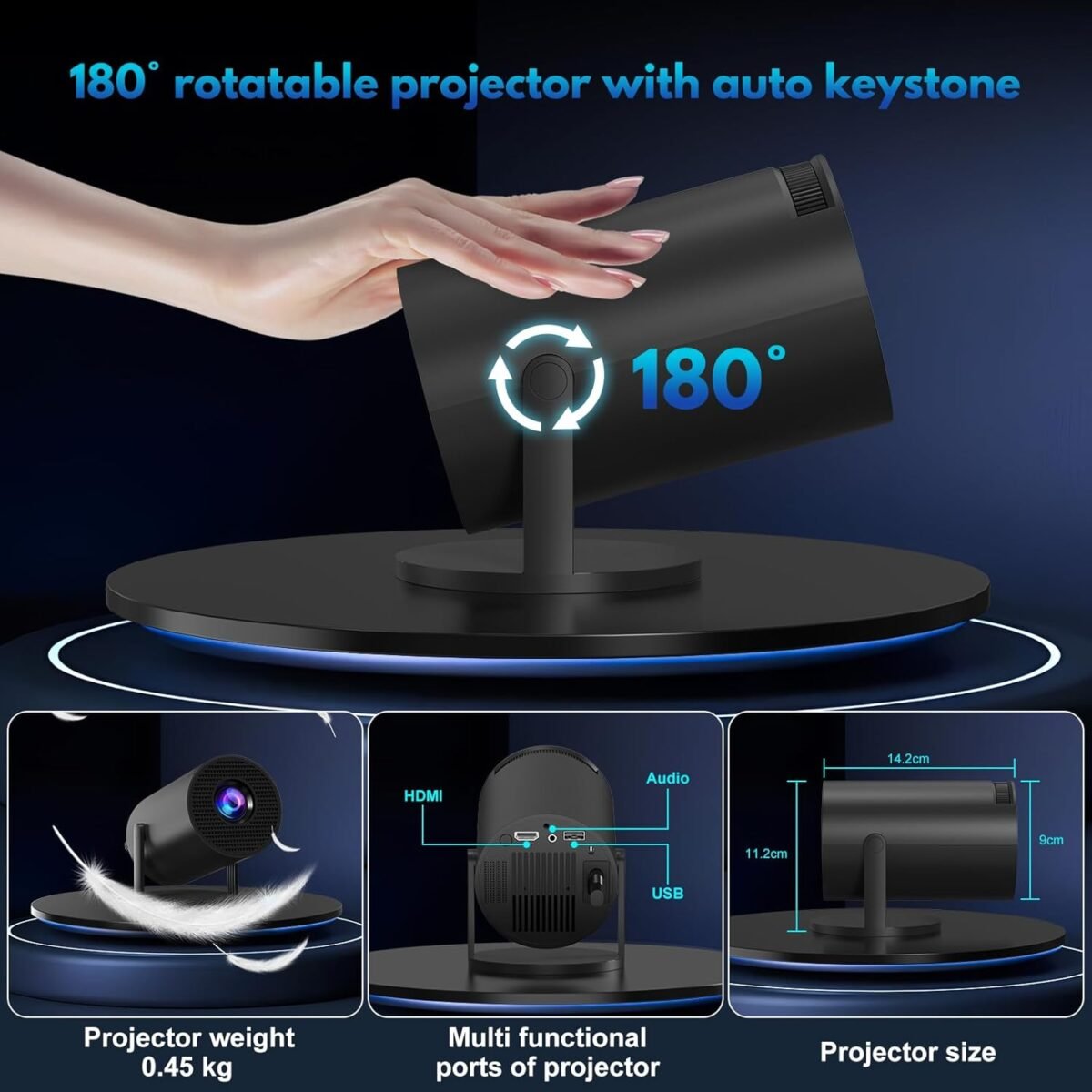 1750915581 built in apps projector 1080p fhd 4k support smart projector with wifi 6 and bluetooth auto keystone stereo speaker compatible with hdmitv stickusblaptop portable projector black.jpg
