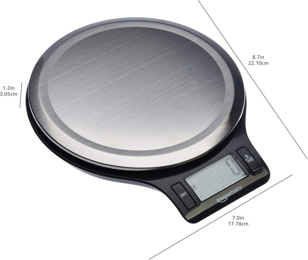 1750944780 amazon basics digital kitchen scale with lcd display batteries included weighs up to 11 pounds black and stainless steel.jpg