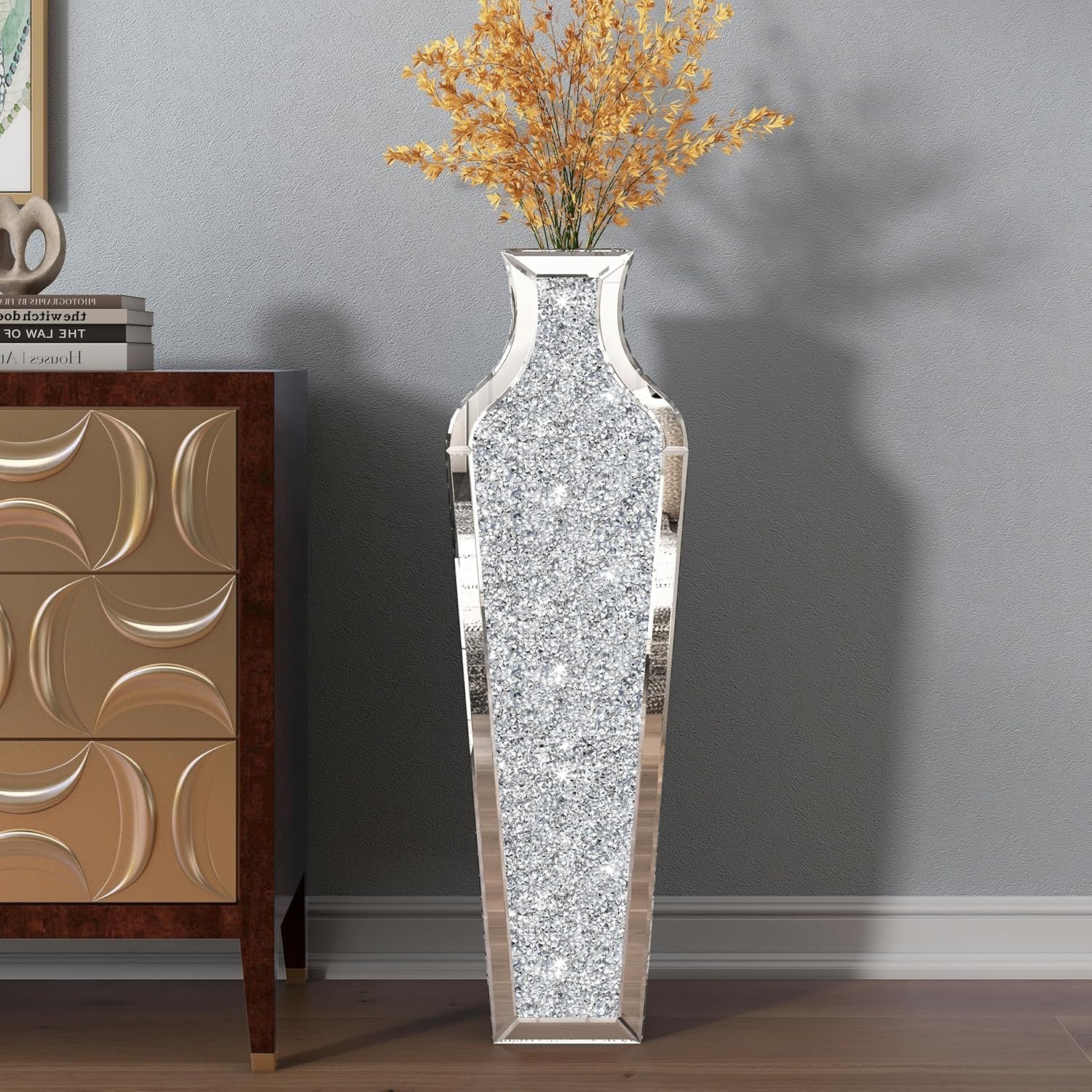 1750954651 shyfoy 36 inch floor vase crushed diamond decorative mirrored tall vases for decor living room large silver glass floor vase for pampas grass artificial flowers.jpg
