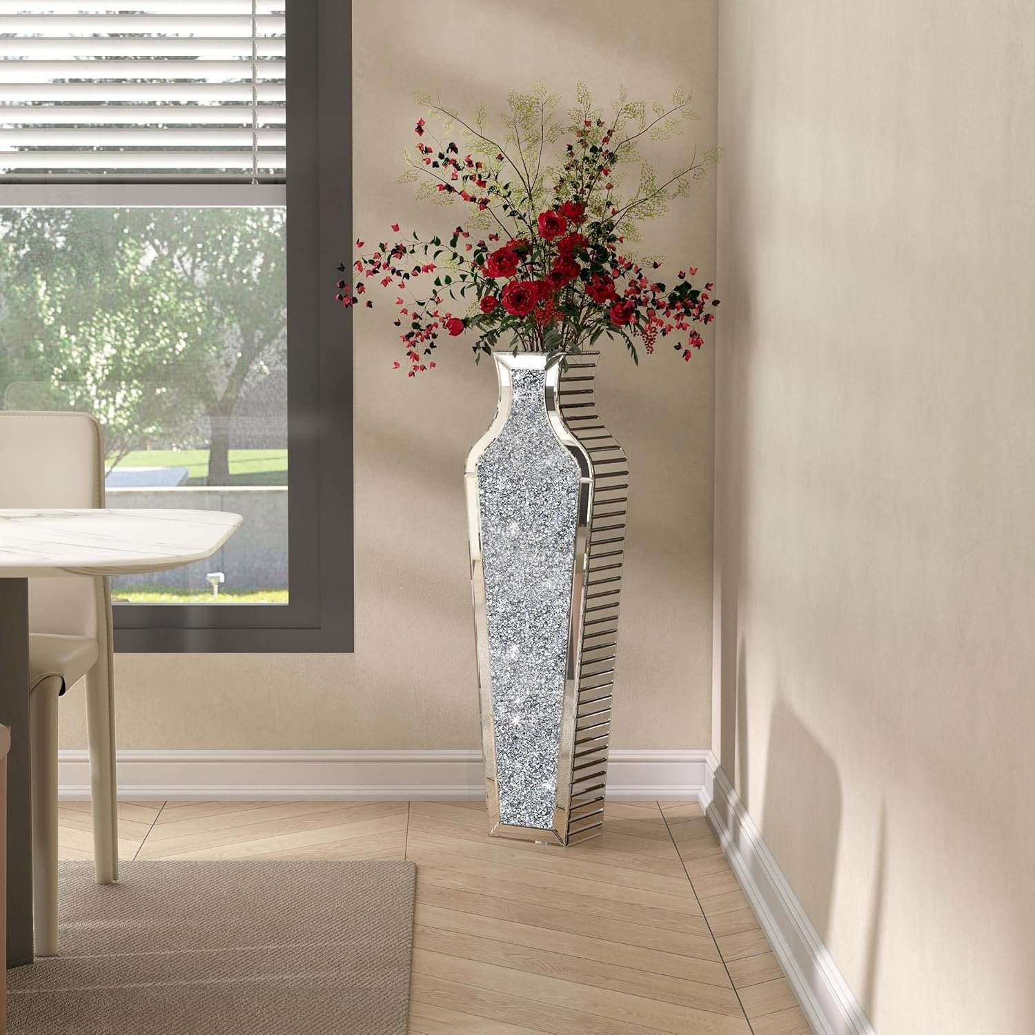 1750954655 shyfoy 36 inch floor vase crushed diamond decorative mirrored tall vases for decor living room large silver glass floor vase for pampas grass artificial flowers.jpg
