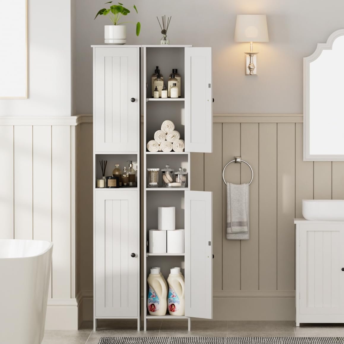 1751124473 tall bathroom storage cabinet with 2 doors 67 h narrow storage cabinet with 2 adjustable shelves anti tip design reversible door installation easy assembly for small spaces white.jpg
