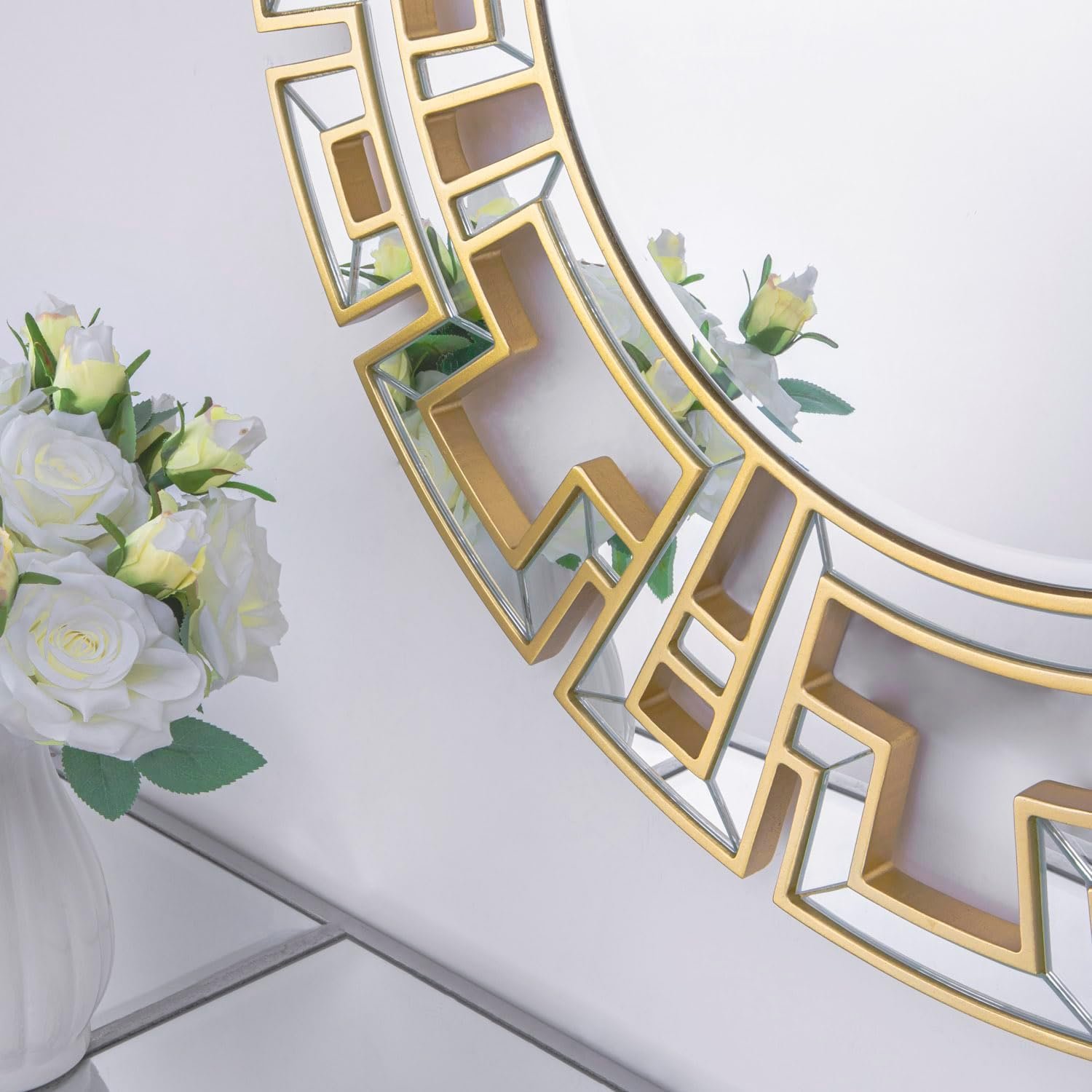 1751135054 chende round mirrors for wall decor 32 gold wall mirror with glass frame modern decorative mirror with wood frame for living room entryway dining room.jpg