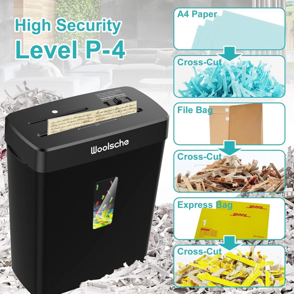 1751152007 woolsche paper shredder 10 sheet cross cut with 3.43 gallon basket p 4 security level 3 mode design shreds cd and credit card durable fast and jam proof for home office etl certified.jpg
