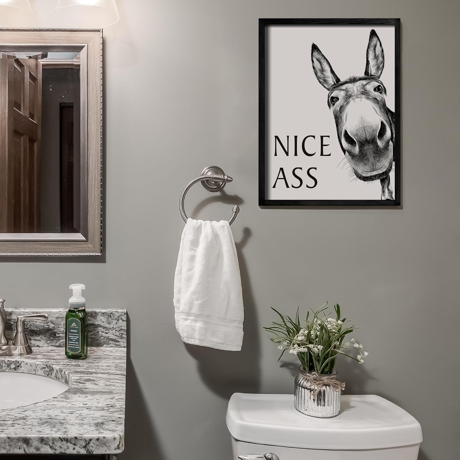 1751162109 heiple framed bathroom art wall decor farmhouse home decor sets vintage funny signs 11x14 black framed donkey.jpg