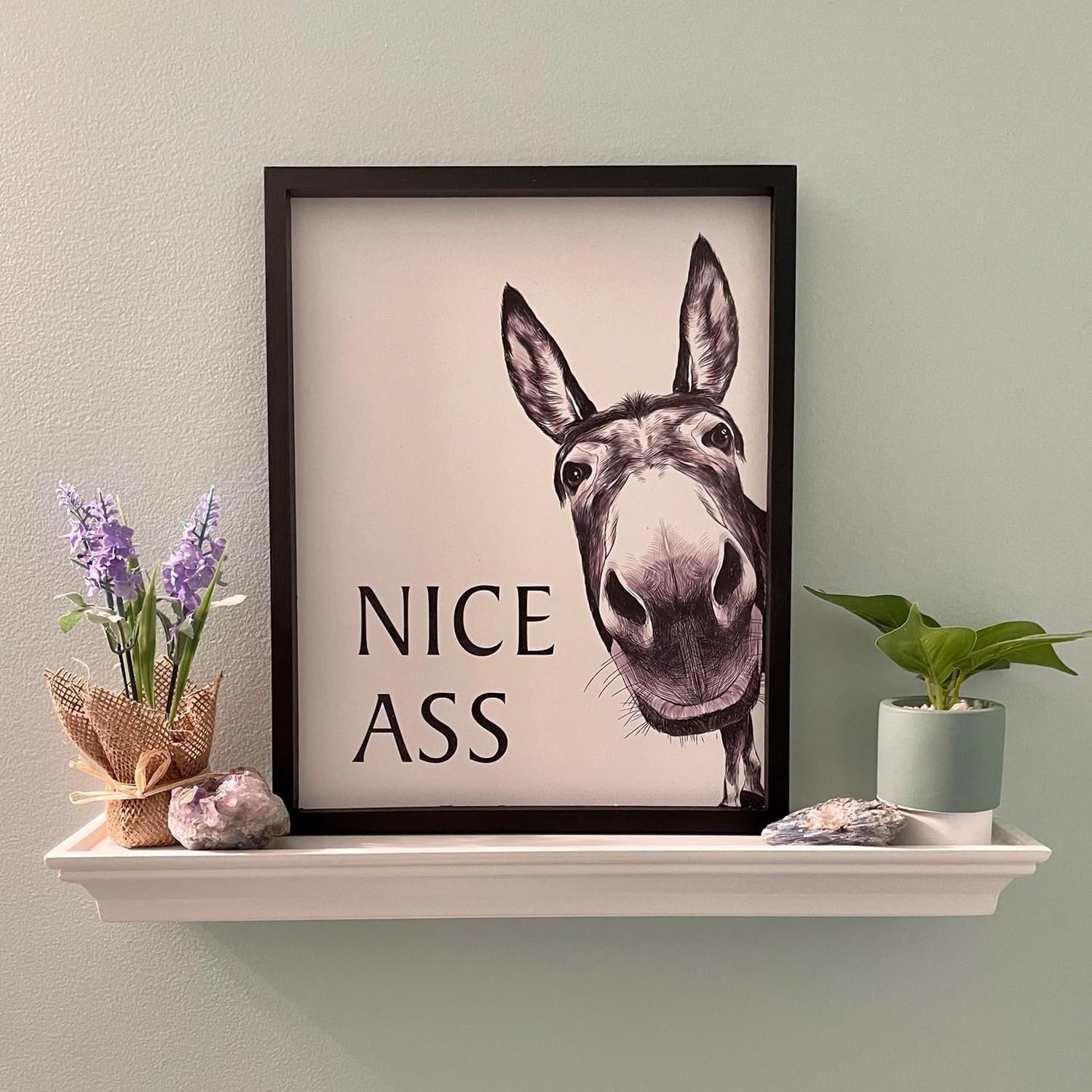 1751162111 heiple framed bathroom art wall decor farmhouse home decor sets vintage funny signs 11x14 black framed donkey.jpg