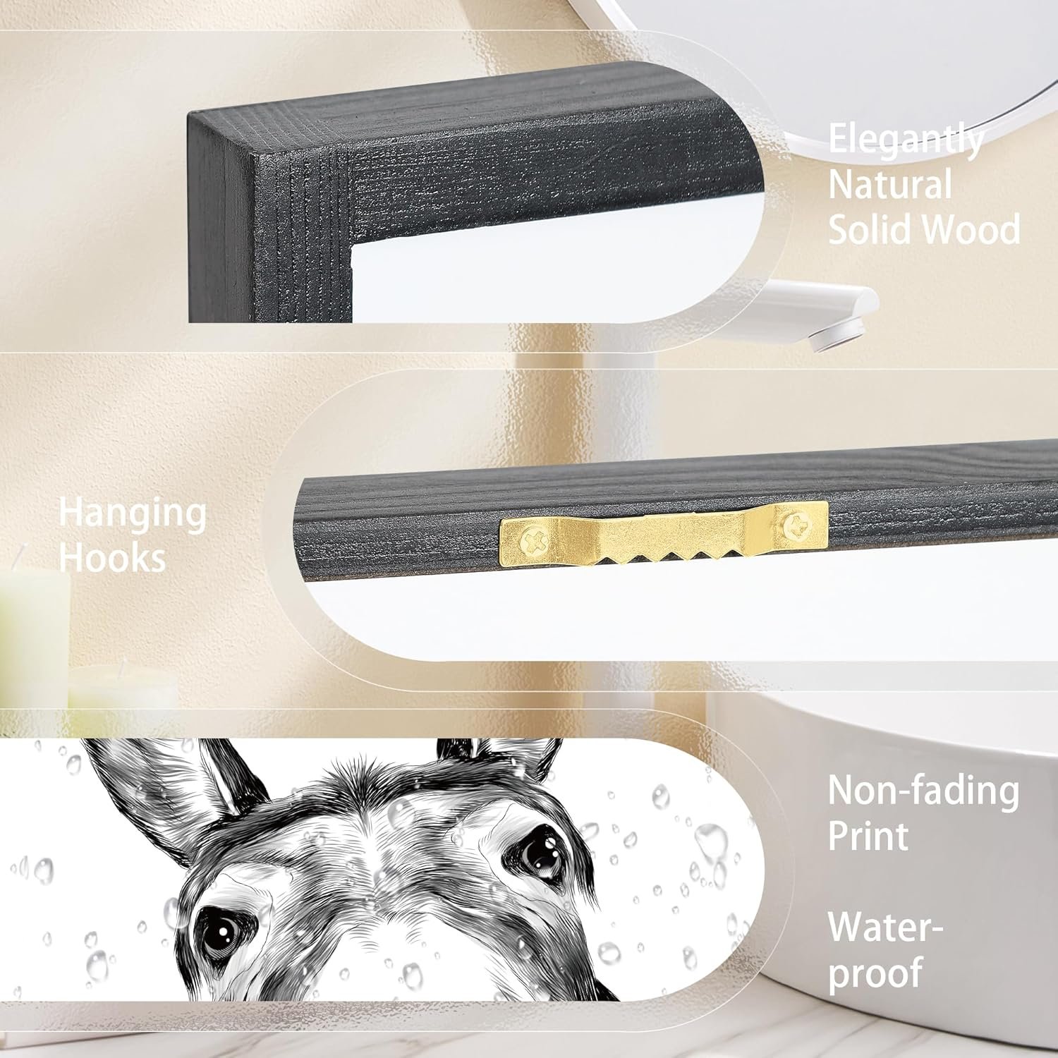 1751162112 heiple framed bathroom art wall decor farmhouse home decor sets vintage funny signs 11x14 black framed donkey.jpg