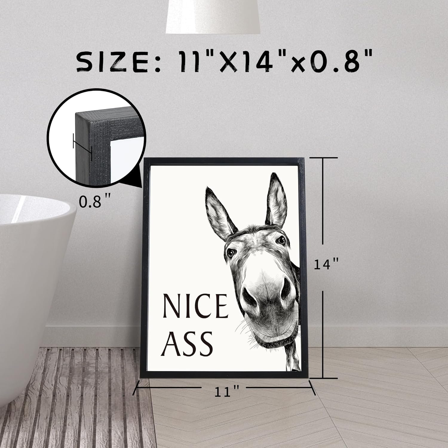 1751162114 heiple framed bathroom art wall decor farmhouse home decor sets vintage funny signs 11x14 black framed donkey.jpg