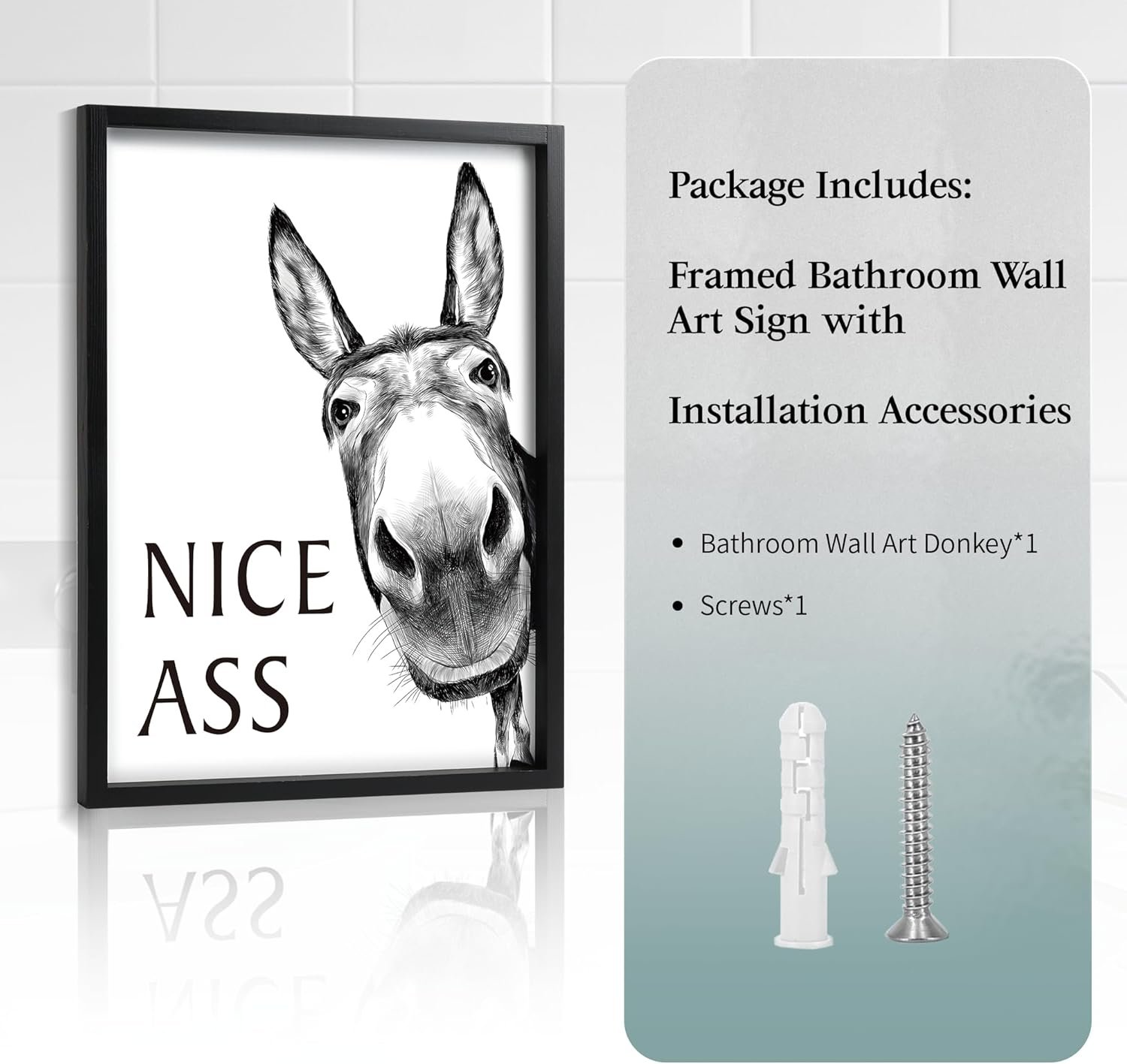 1751162115 heiple framed bathroom art wall decor farmhouse home decor sets vintage funny signs 11x14 black framed donkey.jpg