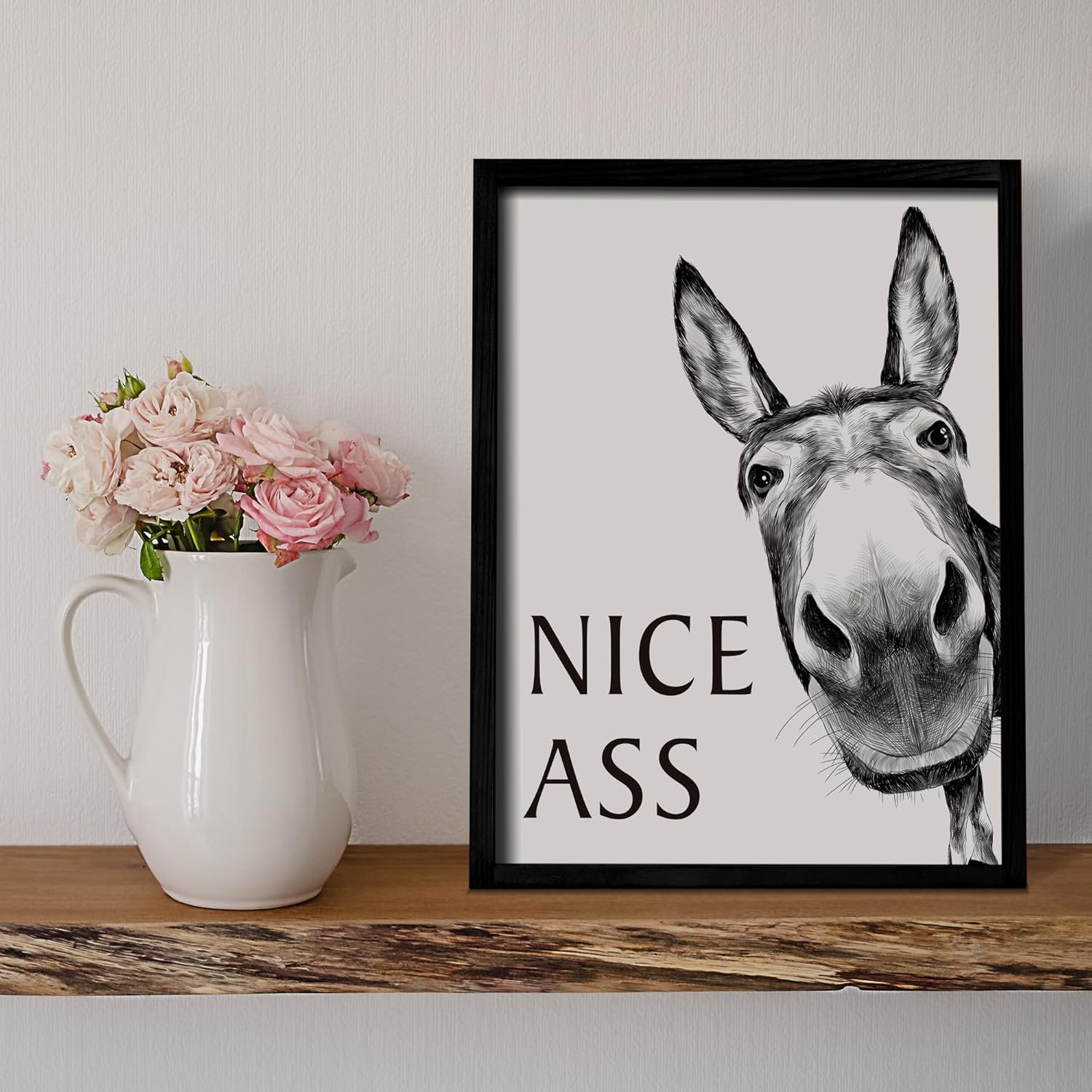 1751162118 heiple framed bathroom art wall decor farmhouse home decor sets vintage funny signs 11x14 black framed donkey.jpg