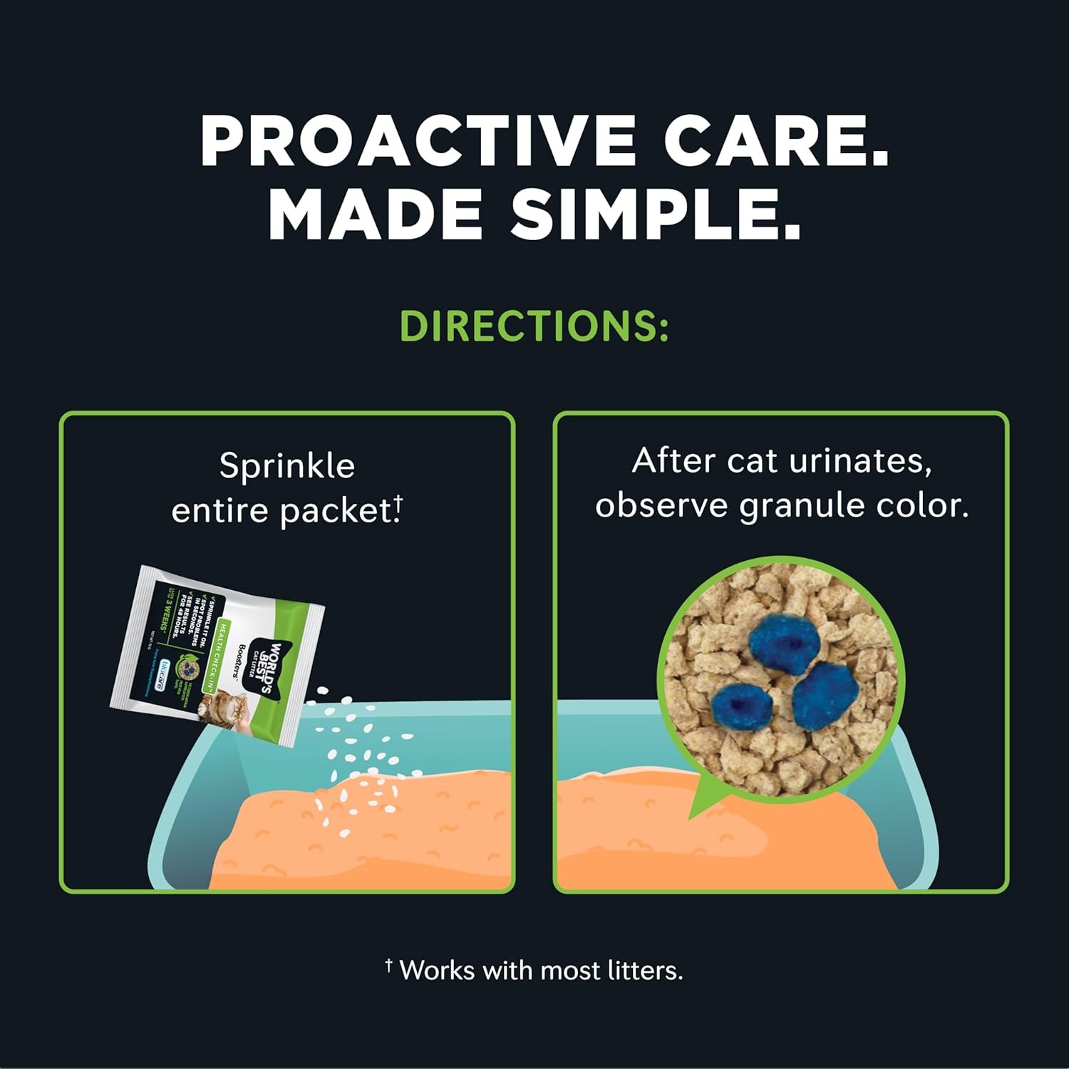 1751186207 worlds best cat litter® boosters™ health check in™ cat litter additive for health monitoring uti monitoring and detection with color changing indicator home testing vet approved 12g.jpg