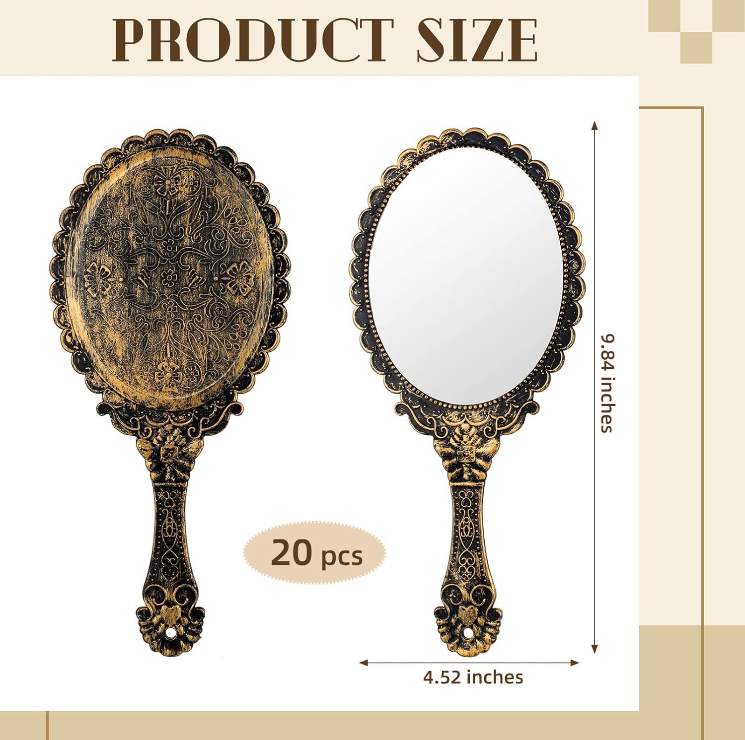 1751191517 20 pcs vintage handheld mirrors 9.8 l x 4.5 w portable hand held embossed flower retro compact mirror with handle for women face makeup travel mother‘s day giftvintage.jpg