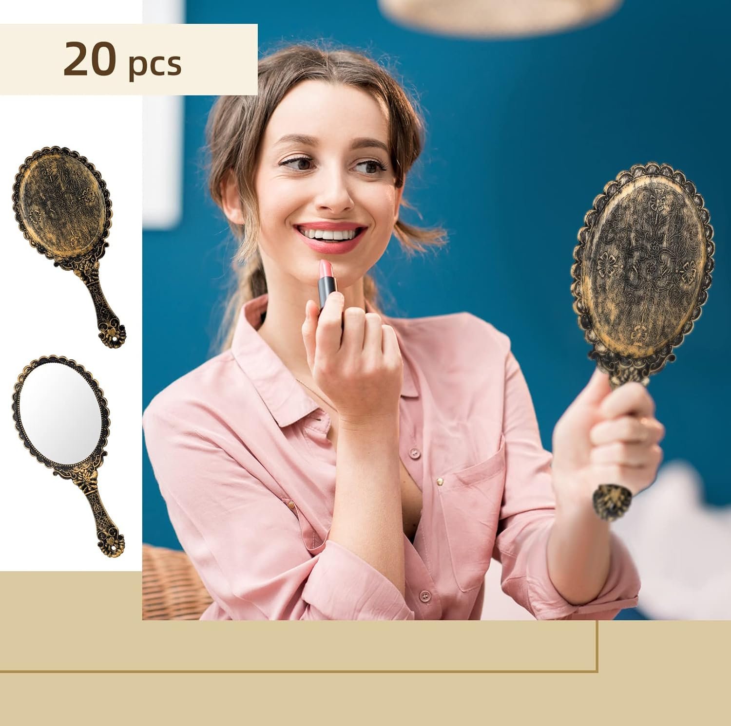 1751191520 20 pcs vintage handheld mirrors 9.8 l x 4.5 w portable hand held embossed flower retro compact mirror with handle for women face makeup travel mother‘s day giftvintage.jpg
