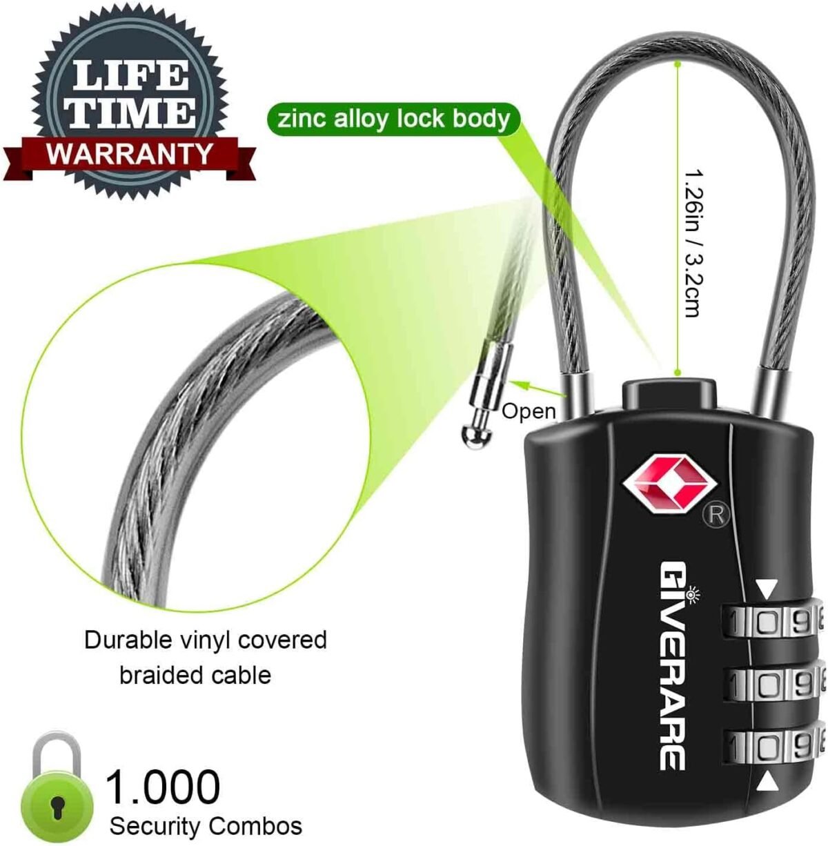 1751208550 giverare 4 pack tsa approved luggage locks combination travel cable lock re settable 3 digit padlocks with alloy body keyless tsa padlock for gym locker golf bag case black.jpg