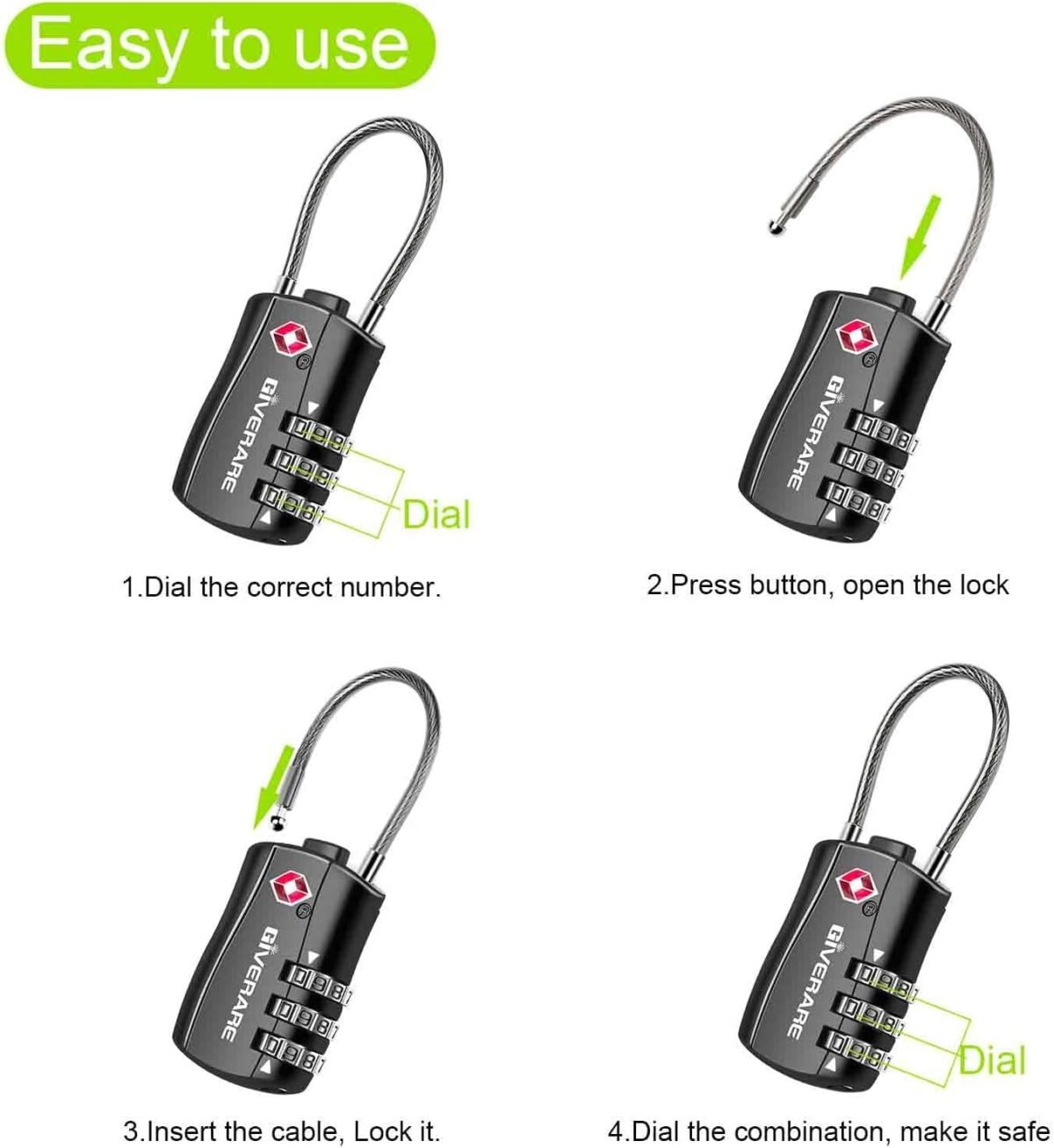 1751208553 giverare 4 pack tsa approved luggage locks combination travel cable lock re settable 3 digit padlocks with alloy body keyless tsa padlock for gym locker golf bag case black.jpg