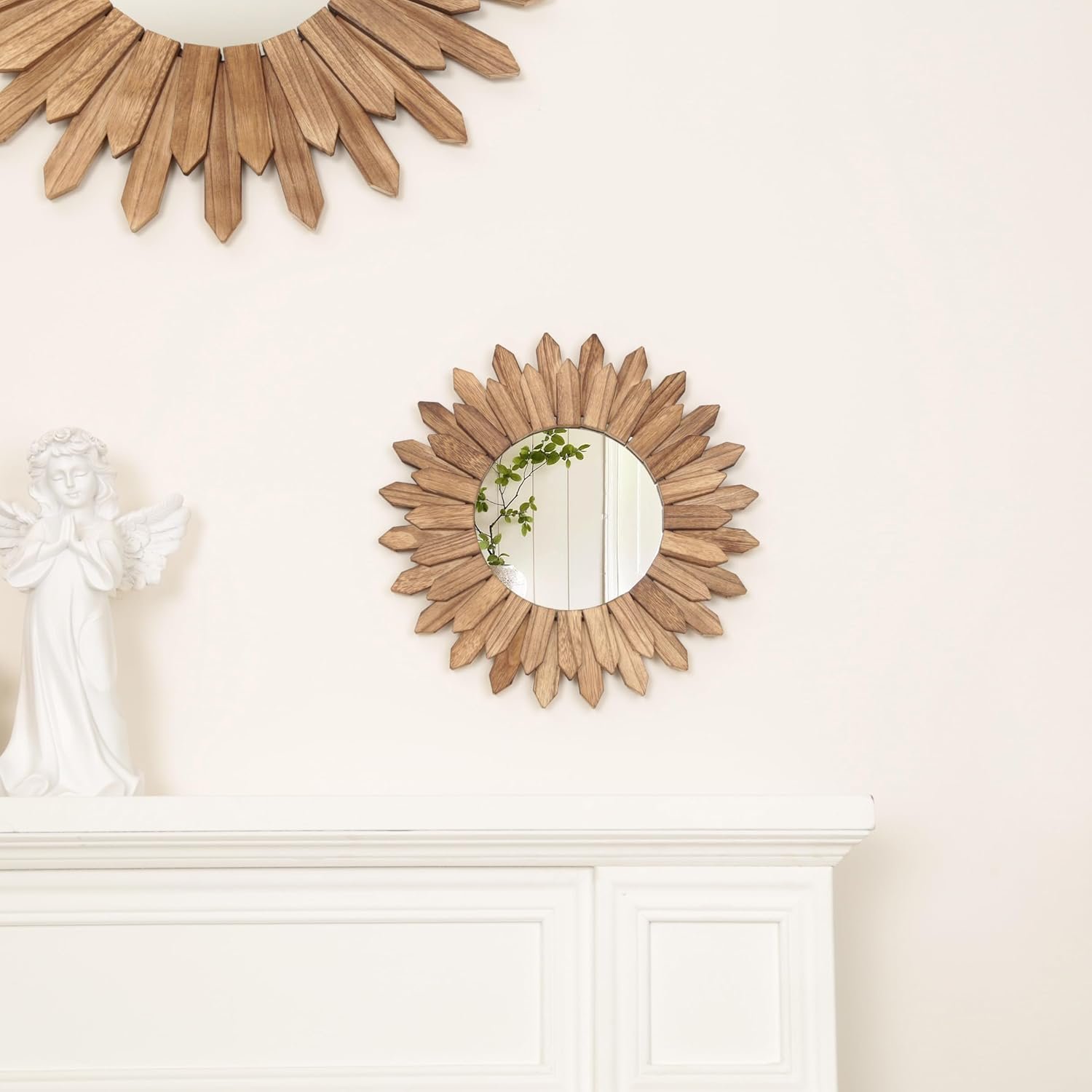 1751213408 losour wall decor 12 inch rustic round wood mirror decorative boho sunburst mirror boho home decor farmhouse wall decor for bedroom living room entryway.jpg