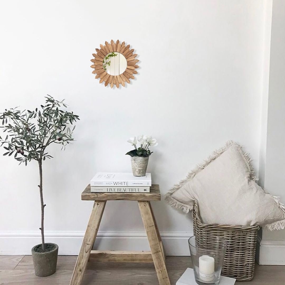 1751213410 losour wall decor 12 inch rustic round wood mirror decorative boho sunburst mirror boho home decor farmhouse wall decor for bedroom living room entryway.jpg