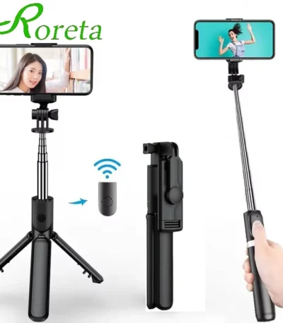 Roreta Selfie holder Tripod with Wireless Bluetooth Remote, Portables Foldable Stand for Vlog Shooting for iPhone Smartphone 1