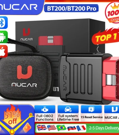 MUCAR BT200/BT200 Pro OBD2 Scanner Diagnostic Tool Bluetooth, Full System Automotive Scan Tool Free Oil/SAS 15 Reset Code Reader 1