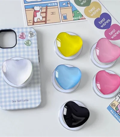 Korean Cute 3D Love Heart For Magsafe Magnetic Phone Griptok Grip Tok Stand For iPhone Wireless Charging Holder Bracket 1
