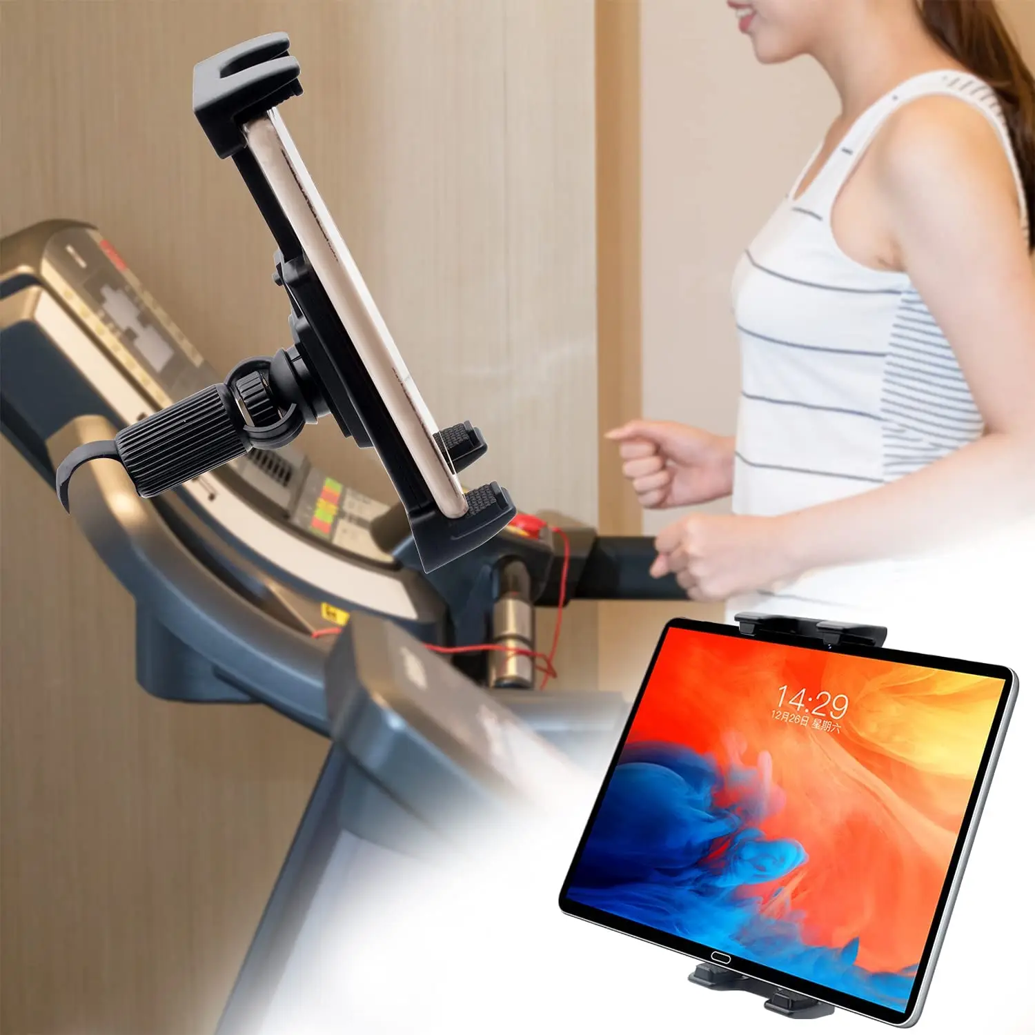 Tablet Holder Mount Handlebar Clamp Stand for Treadmill Elliptical Indoor Stationary Bike Exercise Bicycle for Phone Tablets Tablet Holder Mount Handlebar Clamp Stand for Treadmill Elliptical Indoor Stationary Bike Exercise Bicycle for Phone Tablets