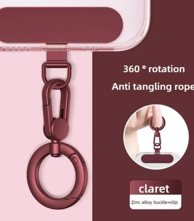 Metal Phone Lanyard Gasket Patch Rotatable Metal Buckle Hanging   Steel Clip Card Cord Tab Mobile Phone Accessories 1