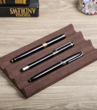 Contact's Family Luxury Leather Pen Tray 1/2/3 Slots Pens Holder Display Pen Stand Microfiber Desktop Organizer Home Office Use 1