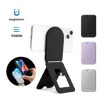 Foldable Phone Stand Holder Pocket Cell Phone Video Tripod Magnetic Smartphone Desk Stand Vegan Leather Vlog Stick For iPhone