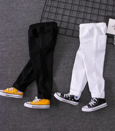 New Fashion White Pants for Kids Boys Cotton Teenage Black Long Trousers School Boys Junior Sweatpants Children Clothes 4 8 12Y 1