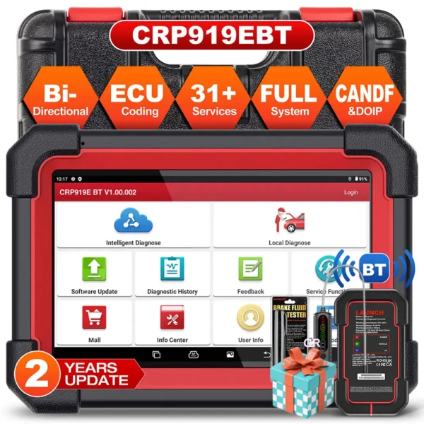 LAUNCH X431 CRP919E CRP919E BT Car Diagnostic Tools OBD OBD2 Scanner Dbscar VII 7 Auto Scan 31+ Resets CAN FD Doip ECU Coding