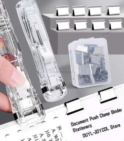 Document Push Clamp Binder Stationery Clip Stapler Multifunction Paper Storage Artifact School Office Supplies Metal Clip Holder 1