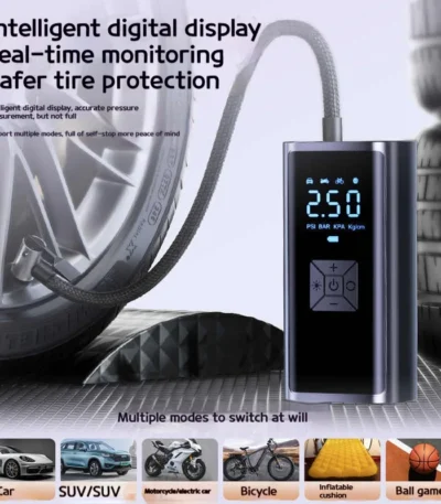 120W Handheld Air Compressor Wireless/Wired Inflatable Pump Portable Air Pump Tire Inflator Digital for Car Bicycle Balls 1