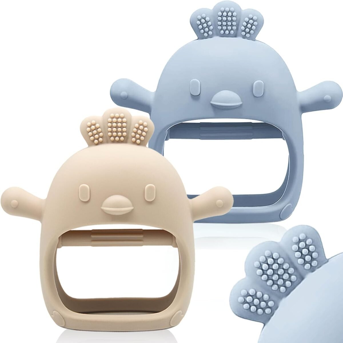 2 packs baby teething toy for 0 6 6 12 months food grade silicone teething mitten anti dropping wrist hand teethers baby chew toys for sucking needs bpa free.jpg