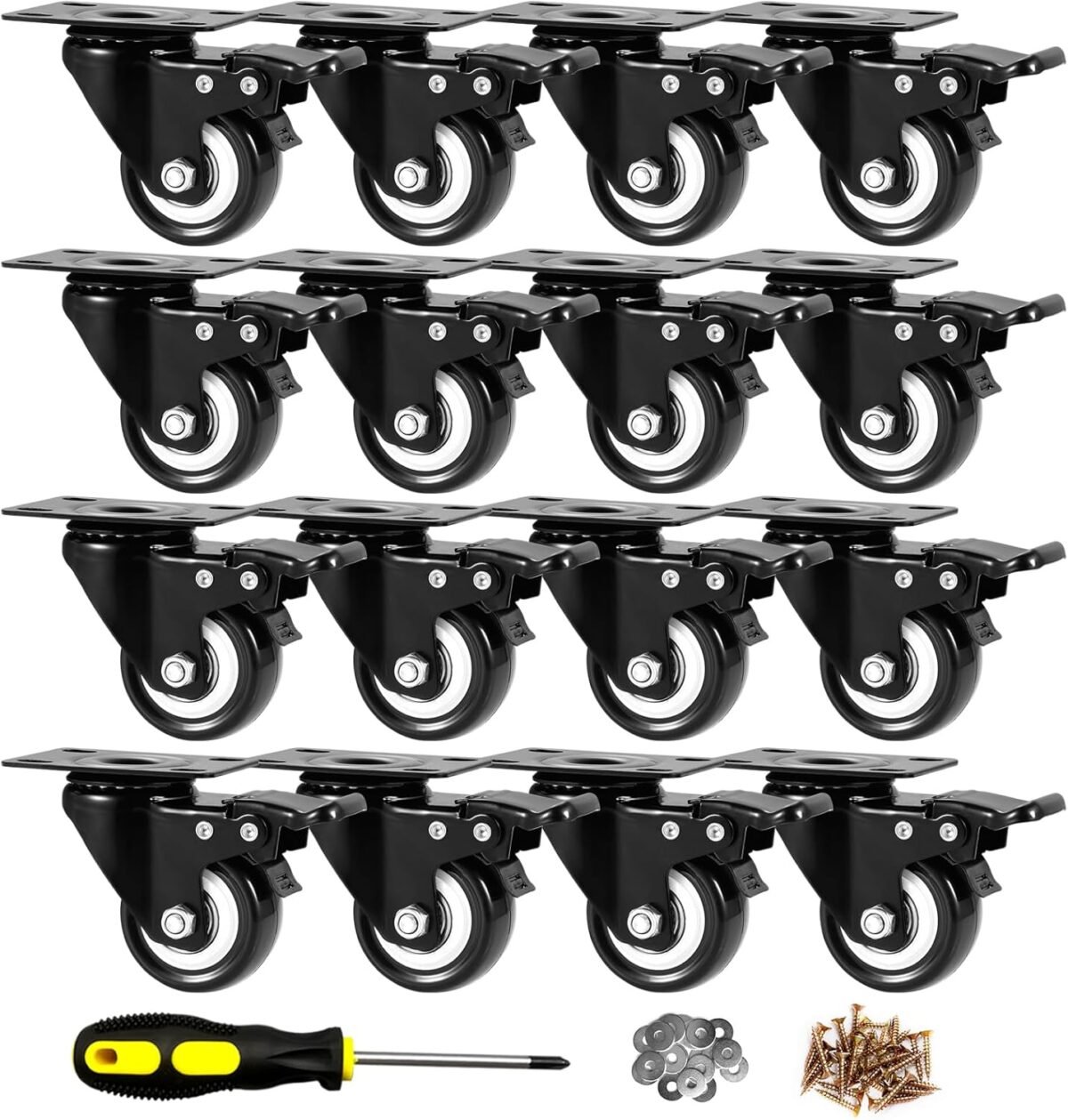 2 inch casters set of 16 heavy duty cloatfet lockingswivel caster wheels with brake top plate non marking black castor wheels for cart furniture workbench.jpg