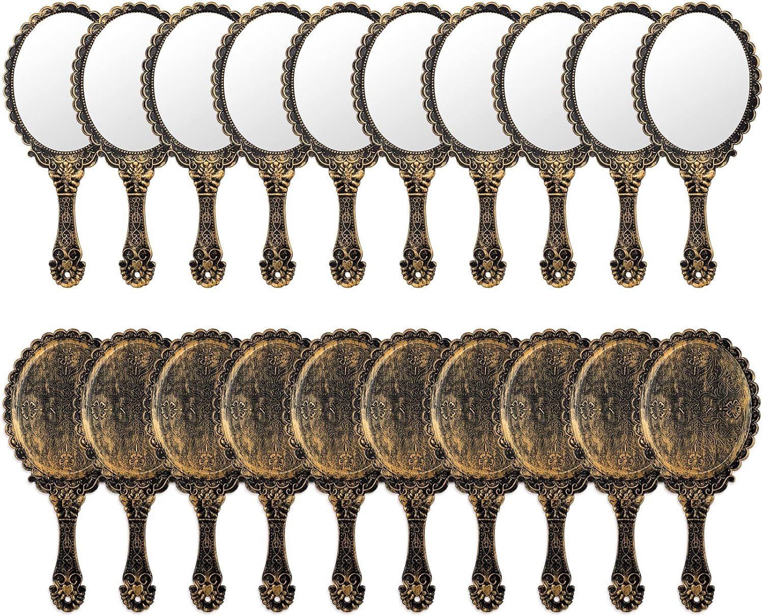 20 pcs vintage handheld mirrors 9.8 l x 4.5 w portable hand held embossed flower retro compact mirror with handle for women face makeup travel mother‘s day giftvintage.jpg