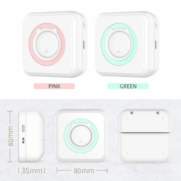 Mini Portable Thermal Printer Paper Photo Pocket Thermal Printing Wireless BT Connect Printer 200dpi Photo Lable for iOS/Android