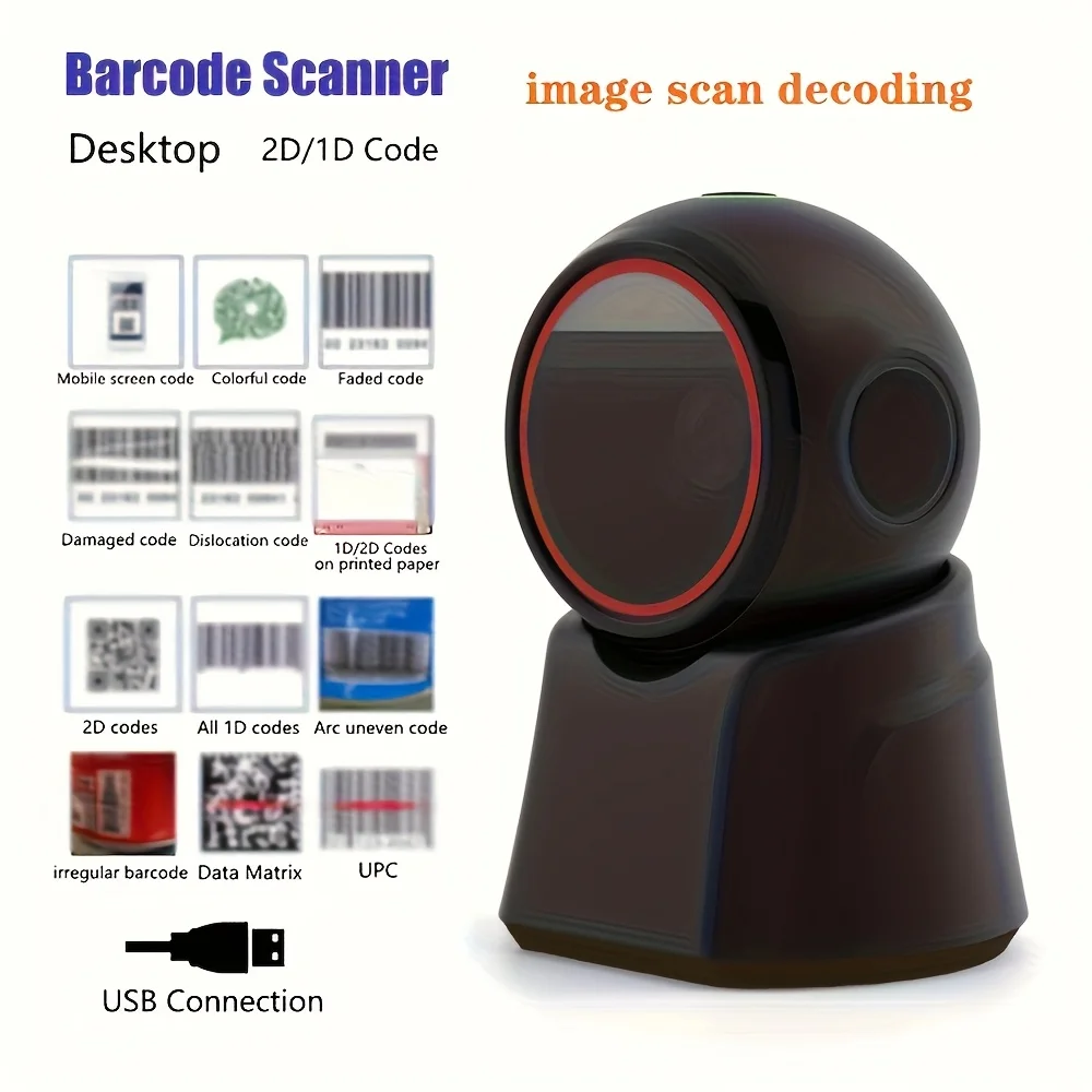 2D Barcode Scanner Desktop Omnidirectional Automatic 1D 2D QR code Data Matrix PDF417 Bar code Reader Usb for Retail Supermarket 2D Barcode Scanner Desktop Omnidirectional Automatic 1D 2D QR code Data Matrix PDF417 Bar code Reader Usb for Retail Supermarket