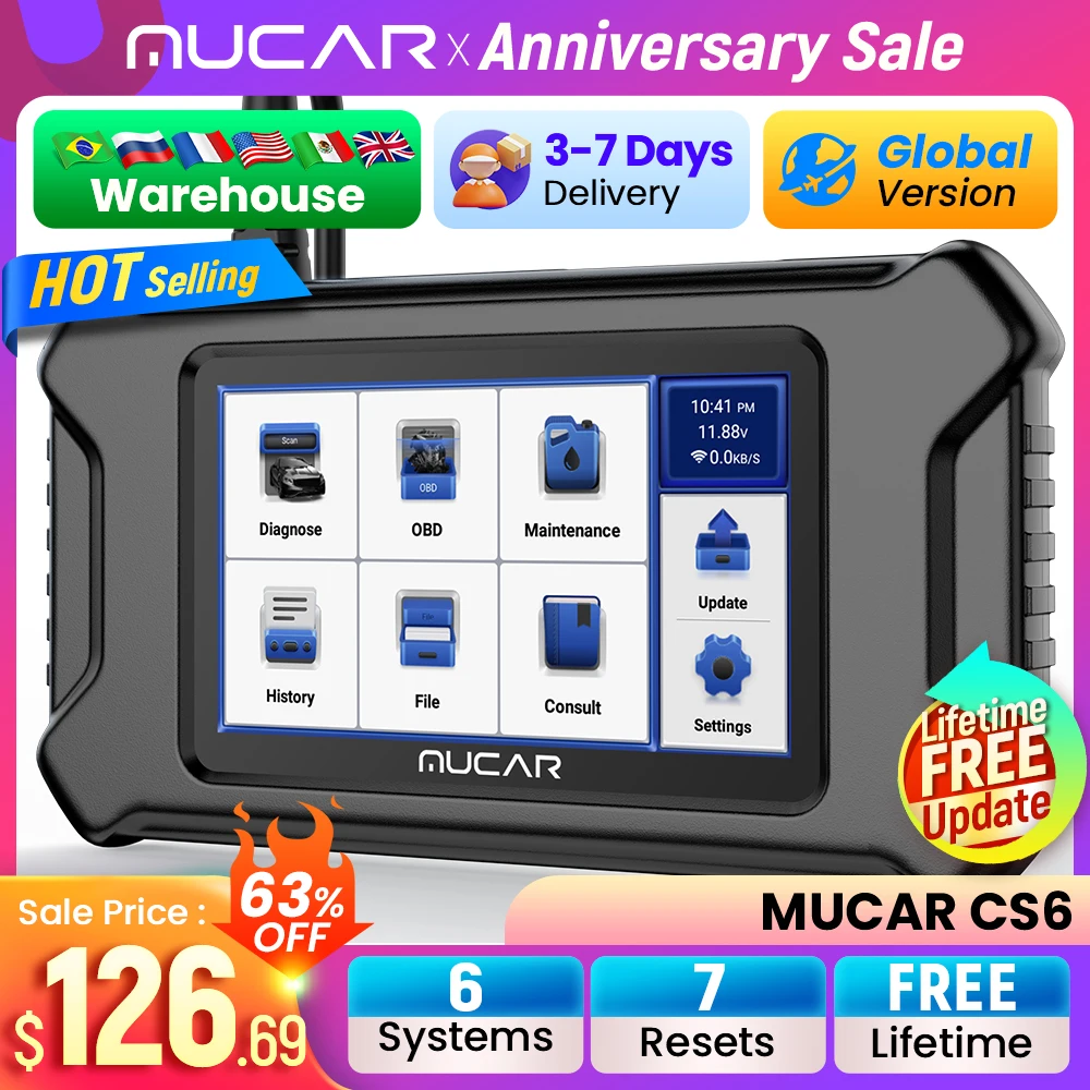 MUCAR CS6 CS5 OBD2 Scanner Car Diagnostic Tools Automotivo OBD Scanner Auto Diagnosis Tool Code Reader 6 Systems 7 Resets Free MUCAR CS6 CS5 OBD2 Scanner Car Diagnostic Tools Automotivo OBD Scanner Auto Diagnosis Tool Code Reader 6 Systems 7 Resets Free