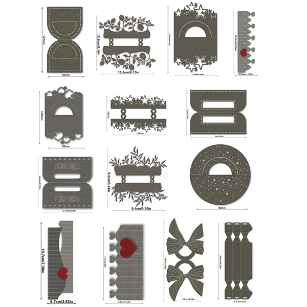 2023 New Arrival Handle Bag Bowknot Metal Cutting Dies for Scrapbooking Card Making Circle Mould Punch Stencils Pack Topper