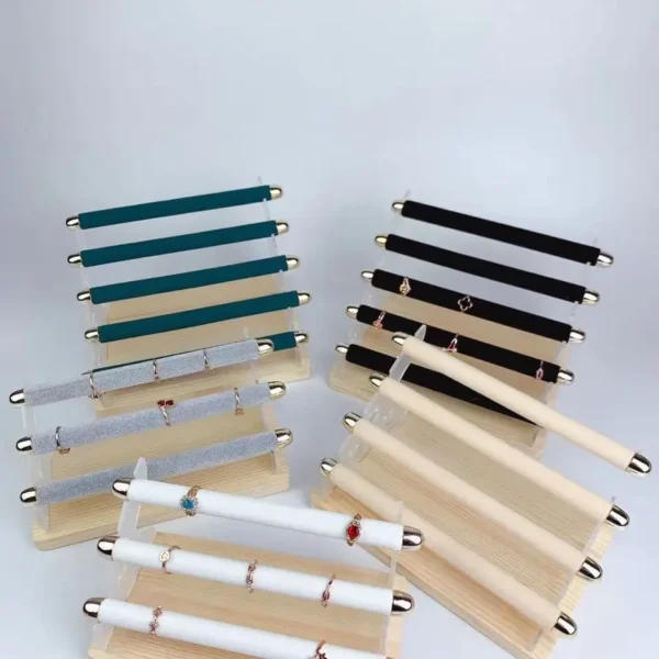 New Fashion Wood  Acrylic Velvet Ring Holder T-Bar Jewelry Display Stand for  Anklets Organizer  Display Jewelry Rack