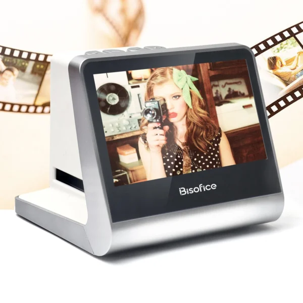 Bisofice Film and Slide Scanner 5” LCD Screen for 135 Film/126KPK /110 Film/Super8/ Monochrome/Slide to Digital JPEG Photos