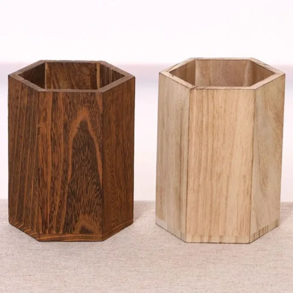 Desktop Storage Wooden Pen Holders INS Style Large Capacity Pen Holder Box Multifunctional Wooden Pencil Organizer