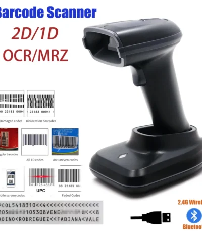 2D/1D OCR Barcode Scanner Handheld Portable Wired/Wireless Bluetooth With Base MRZ PDF417 Data Matrix for Passport Identity Card 1