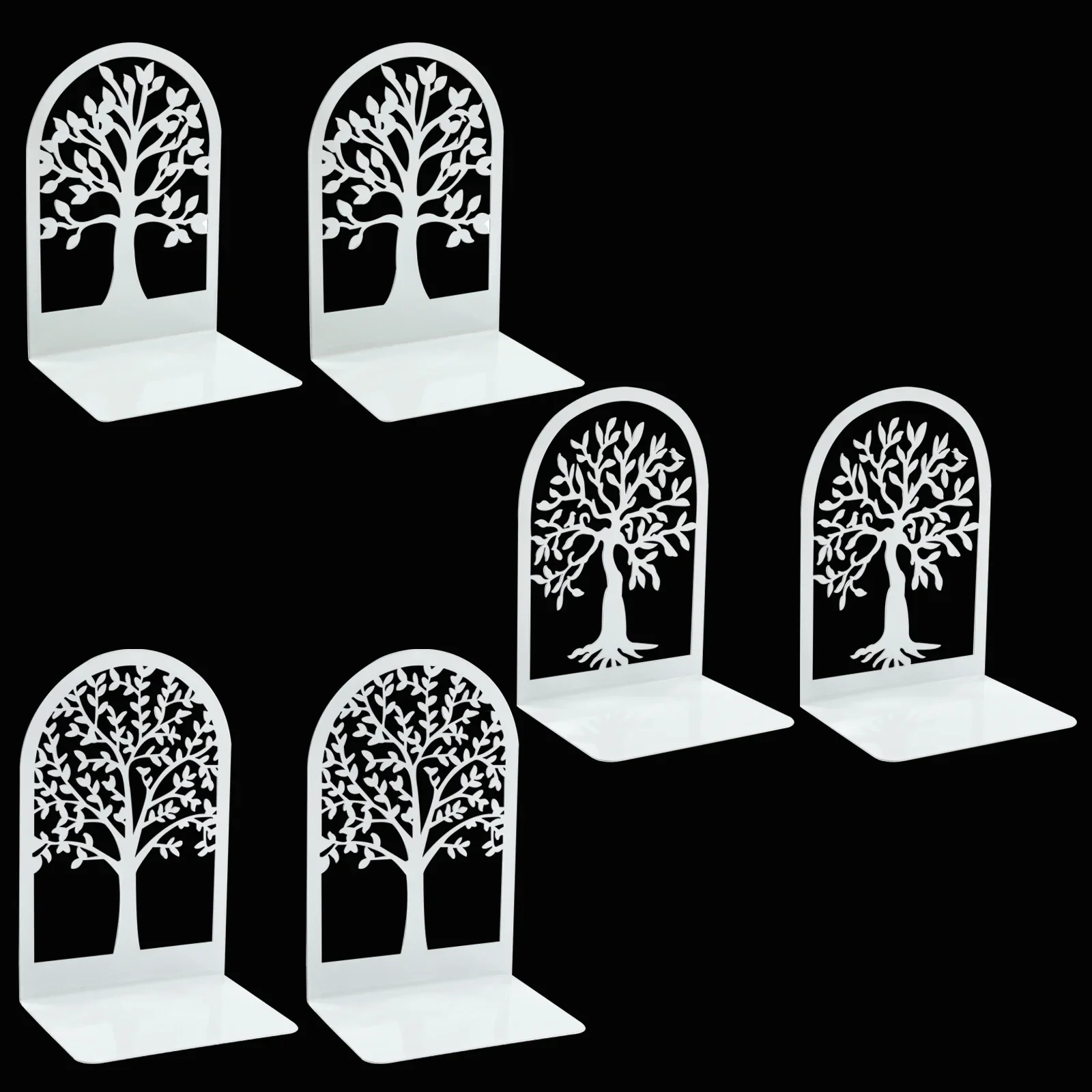 2Pcs/1Set White Hollow Tree of Life Bookends Books Holder Iron Heavy Book Support Desk Decoration Supplies for Students Teachers 2Pcs/1Set White Hollow Tree of Life Bookends Books Holder Iron Heavy Book Support Desk Decoration Supplies for Students Teachers