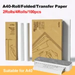 PeriPage A4 Thermal PDF Paper for A40 Printer Quick Dry Keep Long Time 10 Years Storage Continuous Papers Roll Folded Thermal